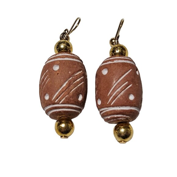 Handcrafted Boho Terracotta Necklace Bracelet Earrings Set Wooden Jewelry - Picture 4 of 10